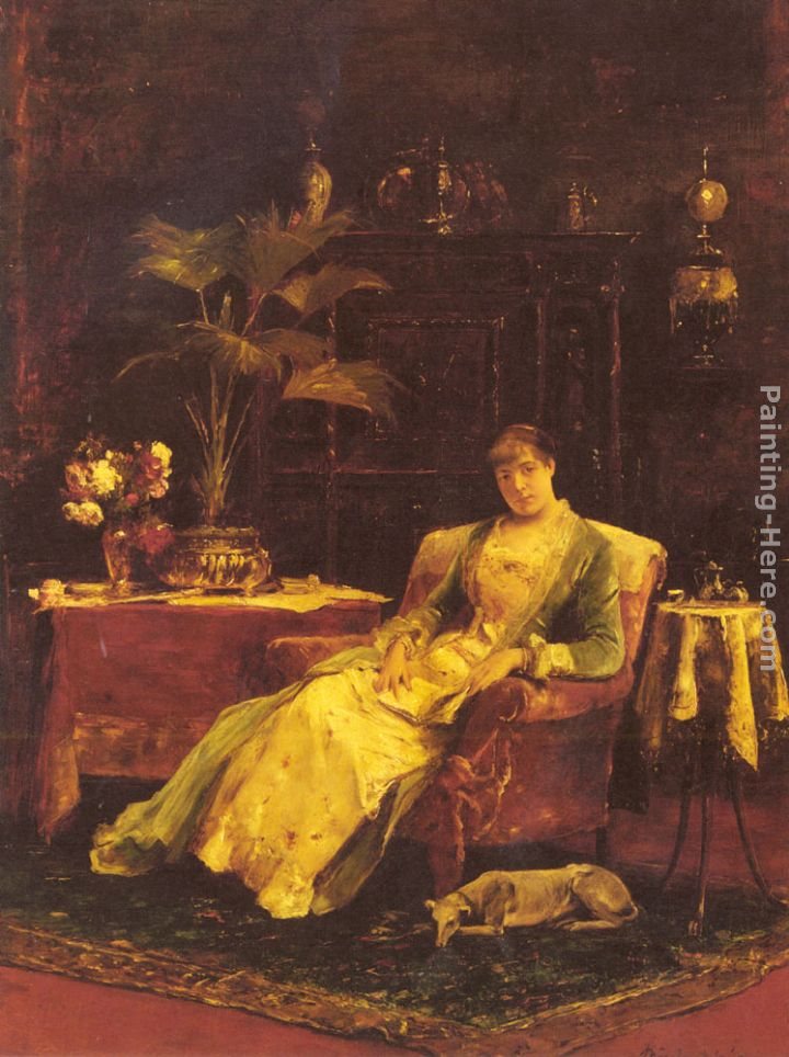 Mihaly Munkacsy A lady seated in an Elegant Interior